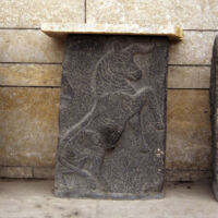 Three carved orthostat reliefs. Tell Halaf (Syria). Basalt. 10th-9th c. BCE. Aleppo Museum, Syria. Photograph by Marian Feldman